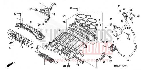 CONDOTTO ASPIRAZIONE ARIA/ELETTROVALVOLA (CBR1000RR6/7) CBR1000RR7 di 2007